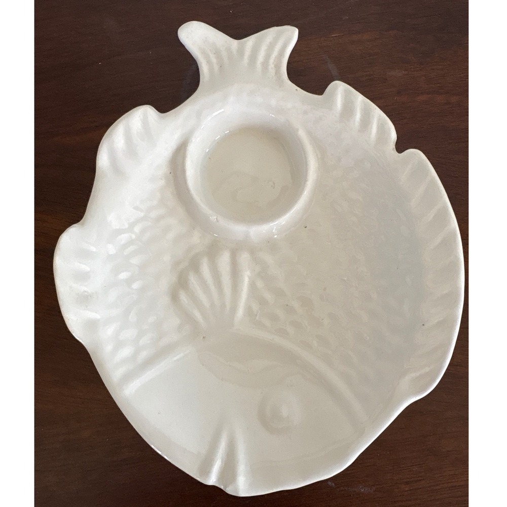 Vintage 1960s Sushi Plate  California Pottery Ceramic Fish‎ Shaped Dish Tray USA